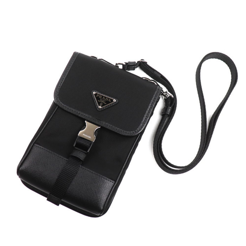 PRADA Saffiano Tessuto Smartphone Bag Shoulder Black